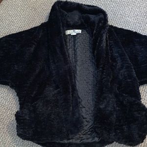 Black Oversized Fuzzy Shawl/ Teddy Jacket